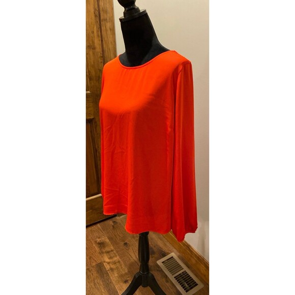 Skies Are Blue Blouse Size Large Top Red Unique Ruffle Corset Back Flowy Sleeve - Picture 4 of 11